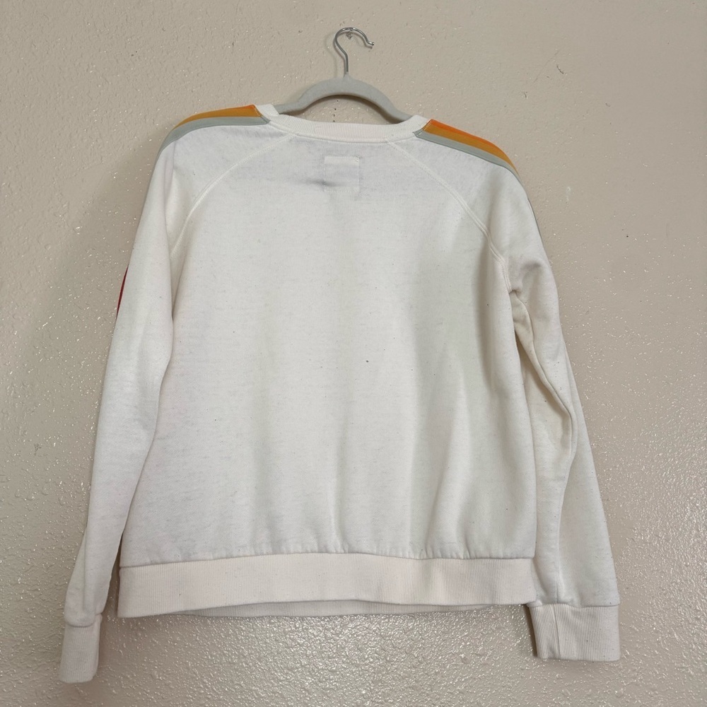 Rip Curl Surf Revival Rainbow Stripe Crewneck Sweatshirt White Small - Picture 3 of 8